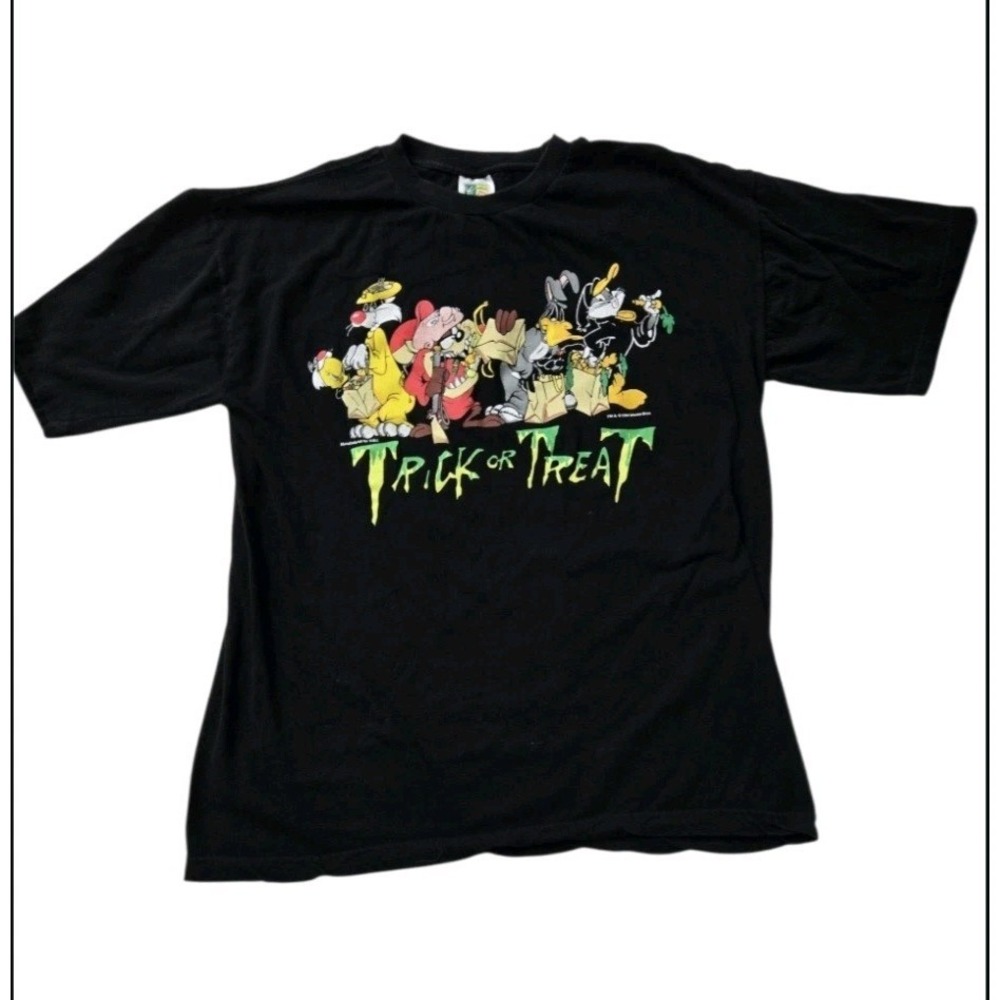 Vintage 1994 Looney Tunes Halloween "Trick or Treat"‎ T-Shirt XL Black